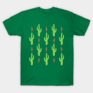 Green and red cactus pattern T-Shirt